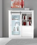 Vitrine Miami in wei Hochglanz Vitrinenschrank 133 x 153 cm, Soft-Close
