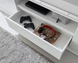 TV-Lowboard Miami in wei Hochglanz TV Unterteil in Komforthhe 201 x 66 cm, Soft-Close