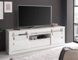 TV-Lowboard Miami in wei Hochglanz TV Unterteil in Komforthhe 201 x 66 cm, Soft-Close