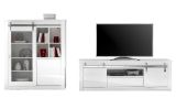 Wohnwand Miami in wei Hochglanz Wohnkombination 2-teilig 349 x 153 cm, Soft-Close