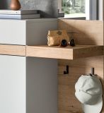 Garderobe Set 3-teilig Janko in grau und Evoke Eiche 140 x 194 cm, Soft-Close