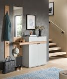 Garderobe Set 3-teilig Janko in grau und Evoke Eiche 140 x 194 cm, Soft-Close