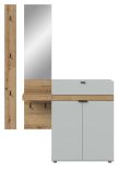 Garderobe Set 3-teilig Janko in grau und Evoke Eiche 140 x 194 cm, Soft-Close