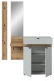 Garderobe Set 3-teilig Janko in grau und Evoke Eiche 140 x 194 cm, Soft-Close