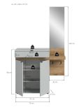 Garderobe Set 2-teilig Janko in grau und Evoke Eiche 110 x 194 cm, Soft-Close