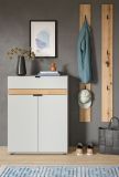 Garderobe Set 3-teilig Janko in grau und Evoke Eiche 135 x 194 cm, Soft-Close