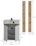 Garderobe Set 3-teilig Janko in grau und Evoke Eiche 135 x 194 cm, Soft-Close