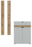 Garderobe Set 3-teilig Janko in grau und Evoke Eiche 135 x 194 cm, Soft-Close