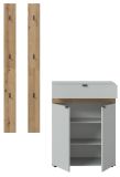 Garderobe Set 3-teilig Janko in grau und Evoke Eiche 135 x 194 cm, Soft-Close
