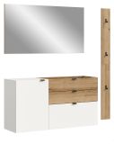 Garderobe Set 3-teilig Janko in wei und Evoke Eiche 150 x 194 cm, Soft-Close