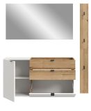 Garderobe Set 3-teilig Janko in wei und Evoke Eiche 150 x 194 cm, Soft-Close