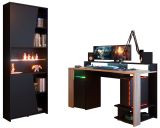 Parisot Gaming Set Meta in schwarz und Eiche Gamingtisch und Schrank inkl. LED mit Farbwechsel