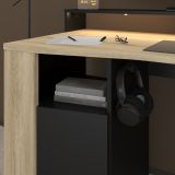 Parisot Gaming Set Meta in schwarz und Eiche Gamingtisch und Schrank inkl. LED mit Farbwechsel