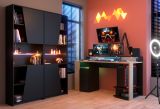 Parisot Gaming Set Meta in schwarz und Eiche Gamingtisch und Schrank inkl. LED mit Farbwechsel