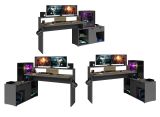 Parisot Gaming Set Work in schwarz und grau Gamingtisch und Schrank inkl. LED mit Farbwechsel