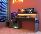 Gamingtisch Work in grau Gamer Schreibtisch inkl. LED mit Farbwechsel