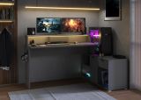 Gamingtisch Work in grau Gamer Schreibtisch inkl. LED mit Farbwechsel