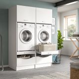 Waschmaschinenschrank Flexy in wei Set 2-teilig 132 x 195 cm
