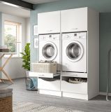 Waschmaschinenschrank Flexy in wei Set 2-teilig 132 x 195 cm