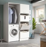 Waschmaschinenschrank Flexy in wei Set 2-teilig 126 x 196 cm