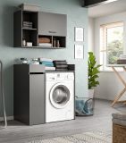 Waschmaschinenschrank Flexy in grau Set 3-teilig 95 x 195 cm