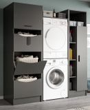 Waschmaschinenschrank Flexy in grau Set 3-teilig 176 x 196 cm