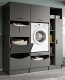 Waschmaschinenschrank Flexy in grau Set 3-teilig 176 x 196 cm