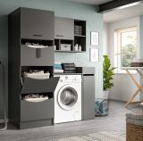 Waschmaschinenschrank Flexy in grau Set 4-teilig 155 x 196 cm