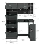 Waschmaschinenschrank Flexy in grau Set 4-teilig 155 x 196 cm