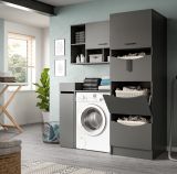 Waschmaschinenschrank Flexy in grau Set 4-teilig 155 x 196 cm