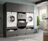 Waschmaschinenschrank Flexy in grau Set 3-teilig 192 x 196 cm