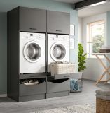 Waschmaschinenschrank Flexy in grau Set 2-teilig 132 x 195 cm