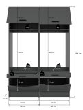 Waschmaschinenschrank Flexy in grau Set 2-teilig 132 x 195 cm