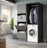 Waschmaschinenschrank Flexy in grau Set 2-teilig 126 x 196 cm