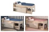 Parisot Hochbett Cache in Kaschmir und Jackson Eiche Stauraumbett 90 x 200 cm