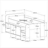 Parisot Hochbett Cache in Kaschmir und Jackson Eiche Stauraumbett 90 x 200 cm
