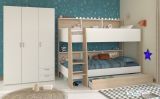 Parisot Kinder- und Jugendzimmer Shelter in wei� und Eiche Set 2-teilig mit Hochbett und Kleiderschrank