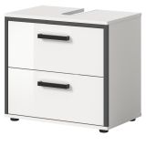 Waschbeckenunterschrank Telly in wei� Hochglanz und grau Badezimmer Unterschrank 60 cm