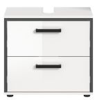 Waschbeckenunterschrank Telly in wei� Hochglanz und grau Badezimmer Unterschrank 60 cm