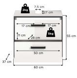 Waschbeckenunterschrank Telly in wei� Hochglanz und grau Badezimmer Unterschrank 60 cm