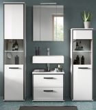 Badm�bel Set 4-teilig Telly in wei� Hochglanz und grau Badkombination 170 x 188 cm