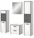 Badm�bel Set 4-teilig Telly in wei� Hochglanz und grau Badkombination 170 x 188 cm