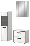 Badm�bel Set 3-teilig Telly in wei� Hochglanz und grau Badkombination 115 x 190 cm