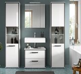 Badm�bel Set 4-teilig Telly in wei� Hochglanz und grau Badkombination 170 x 188 cm