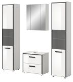 Badm�bel Set 4-teilig Telly in wei� Hochglanz und grau Badkombination 170 x 188 cm