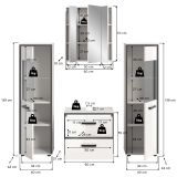 Badm�bel Set 4-teilig Telly in wei� Hochglanz und grau Badkombination 170 x 190 cm