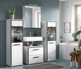 Badm�bel Set 4-teilig Telly in wei� Hochglanz und grau Badkombination 170 x 190 cm