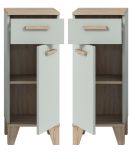 Badezimmer Kommode Luna in gr�n und Eiche Badkommode skandinavisch 34 x 87 cm