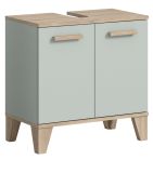 Waschbeckenunterschrank Luna in gr�n und Eiche Badezimmer Unterschrank skandinavisch 60 cm