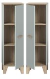 Badezimmer Midischrank Luna in gr�n und Eiche Bad Kommode skandinavisch 34 x 116 cm